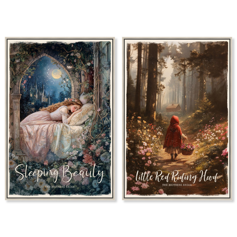 «Enchanted Fairytale Set Landscape» par Art Remedy, H 54 po x l 36 po, Argent argent, Impression sur toile sans passe-partout