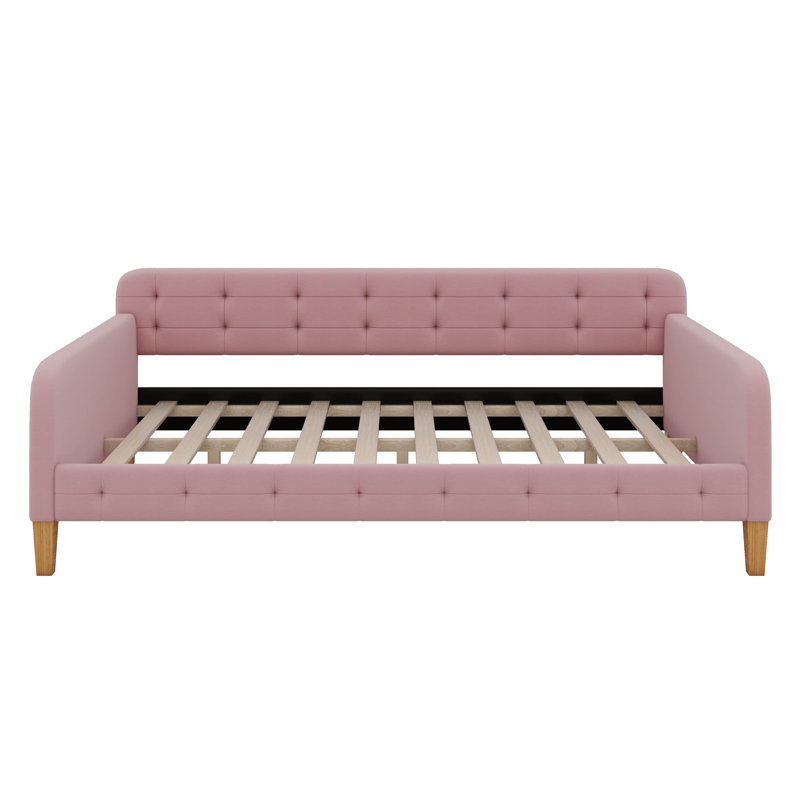 Upholstered Daybed With 4 Support Legs, Full, Pink