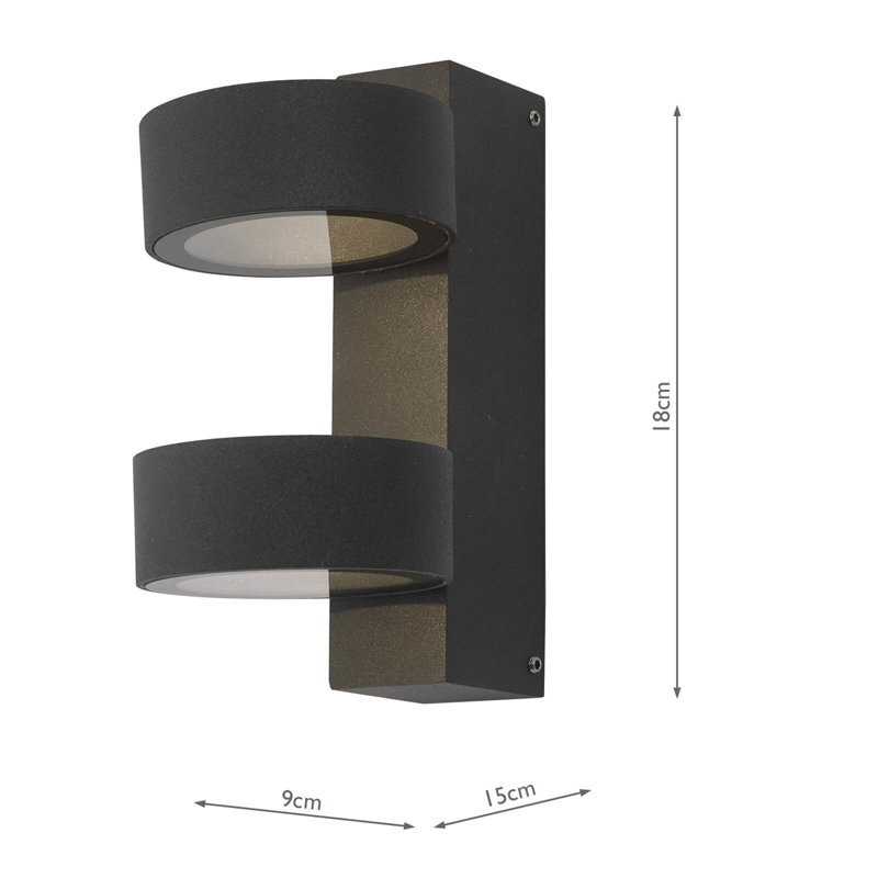 Chrisina Grey 18cm H Integrated LED Outdoor Wall Lantern