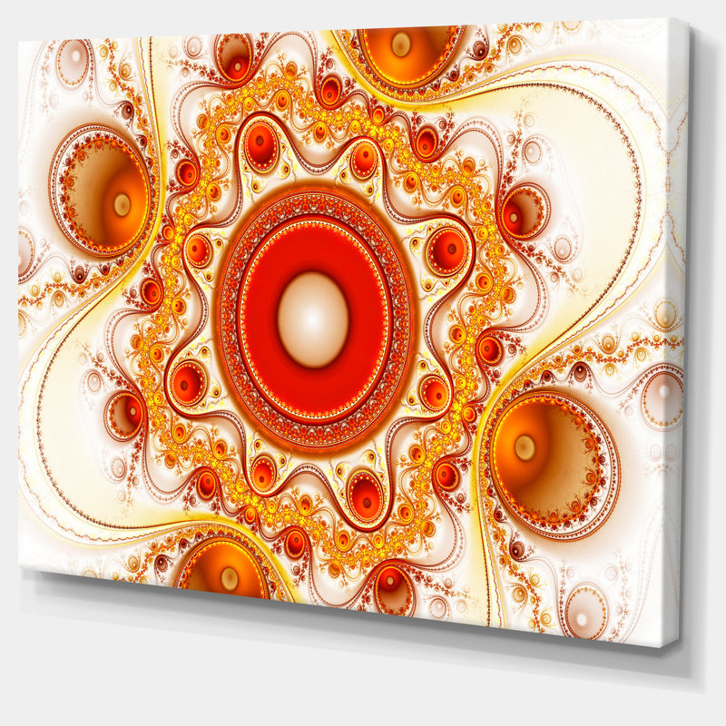 «Orange Fractal Pattern with Circles», impression sur toile, H 40 po x l 60 po x P 1,5 po