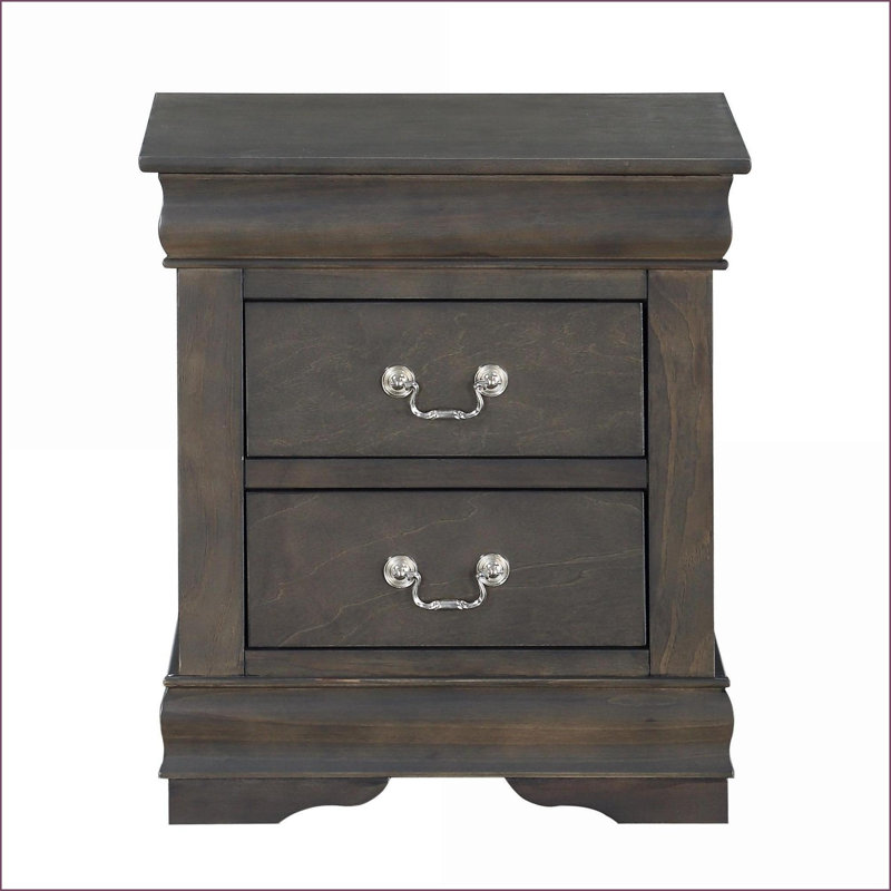 Table de chevet 2 tiroirs Traditional, Gris