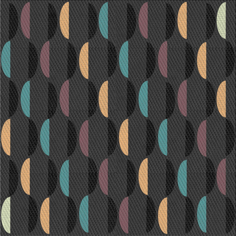 Tapis décoratif noir Roush, Carré 6 pi