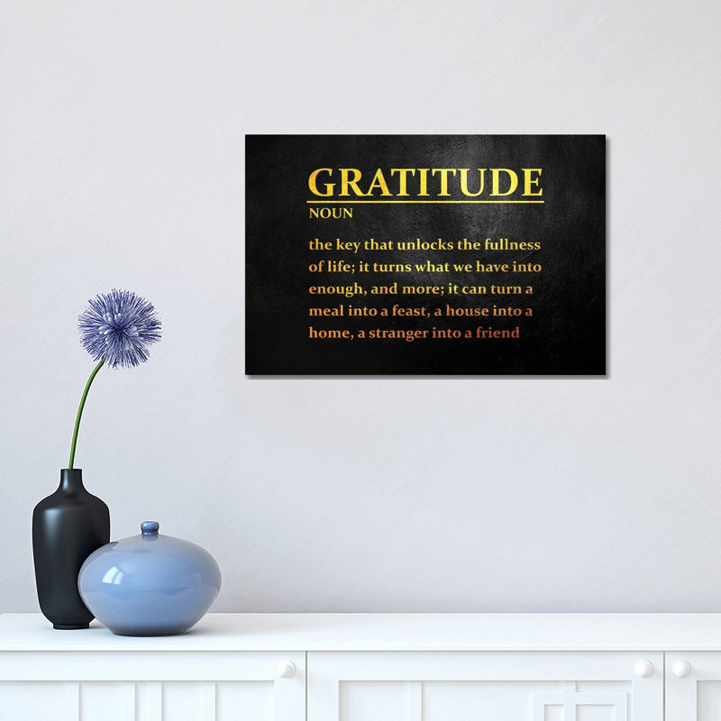 Gratitude 1 Piece Wrapped Canvas Wall Art, 30.48 cm H x 45.72 cm W