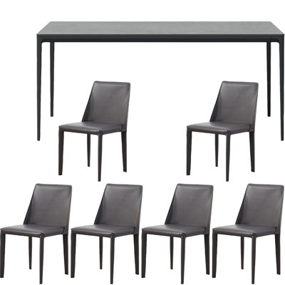 Rectangular Minimalist Slate     Dining    Set
