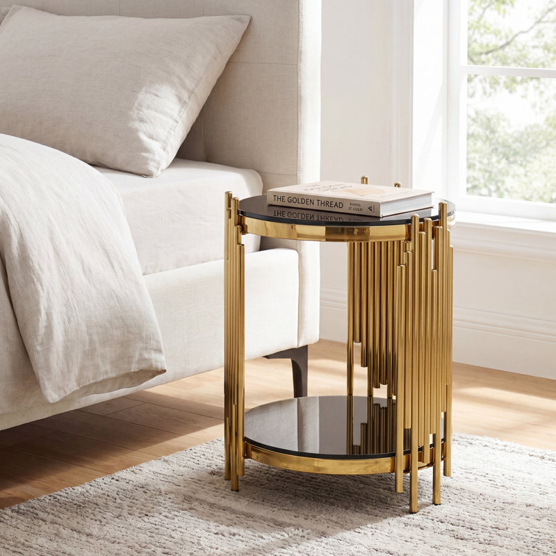 End Table, Black/Gold