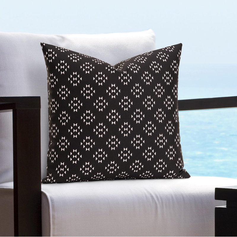 Black and White Geometric Indoor/Outdoor Square Pillow