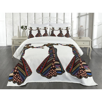 Ambesonne African Bedspread Native Costumes Multicolor
