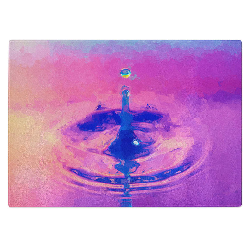 Tempered Glass Rebound Water Droplet Chopping Board, 39 cm W x 28.5 cm L