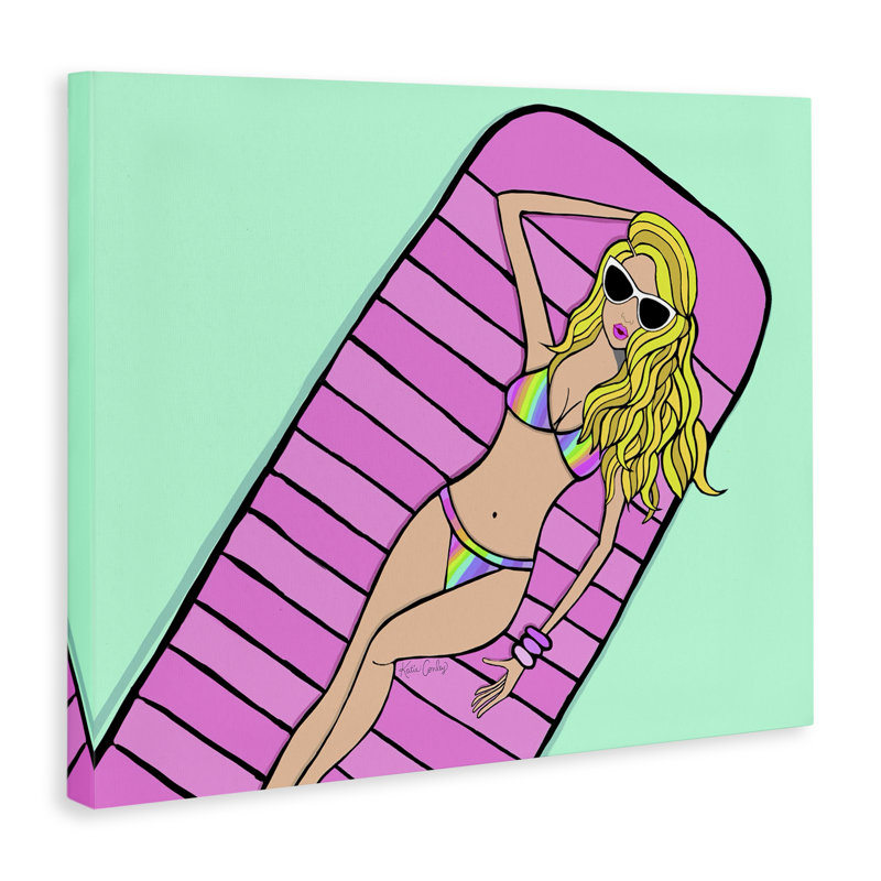 «Trendy Girl on Pool Float», conception par Katie Conley, H 24 po x l 30 po