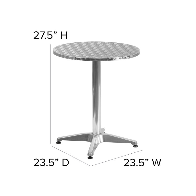 Round Aluminum Indoor-Outdoor Table with Base, 59.69cn W x 59.69cm D