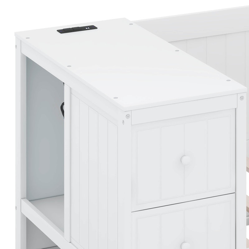 Twin Size Daybed With Trundle & Drawers, White