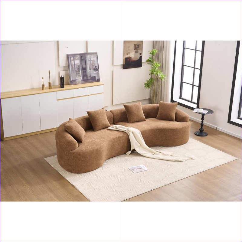 Sectional Sofas | Modern Curved 110" Modular Couch for Apartment &amp; Living Room |Chenille|Caramel