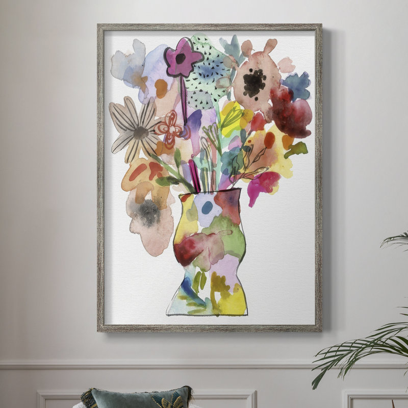 Linear Bouquet II Framed Print - Solid Wood