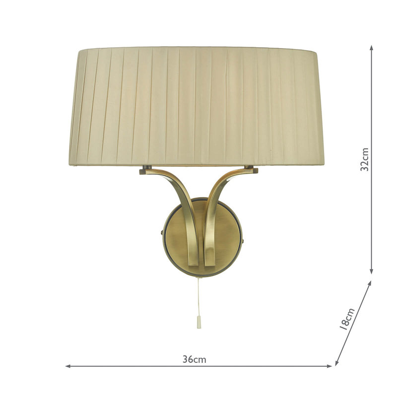 Articombe Candle Wall Light, Antique Brass, Taupe
