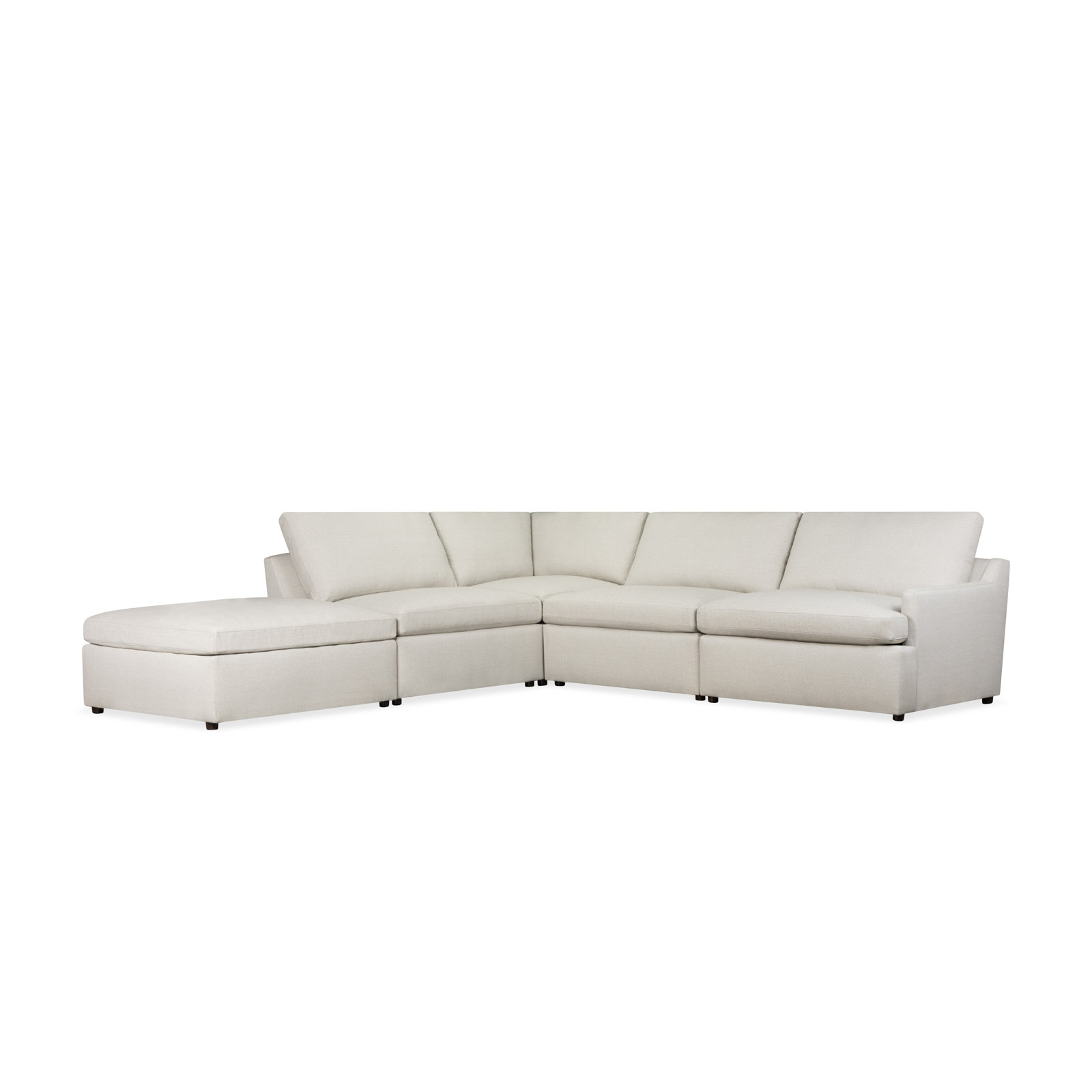 Essex 5-Piece Upholstered Modular Sectional, Left Hand Facing, Macarena Light Gray Basketweave Fabric