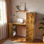 Bureau d'ordinateur avec prise 4-en-1 et 3 tiroirs, 4 tablettes de rangement à 4 niveaux, stratifié au fini bois carbonisé pour bureau à domicile, bureau, chambre à coucher-576021175