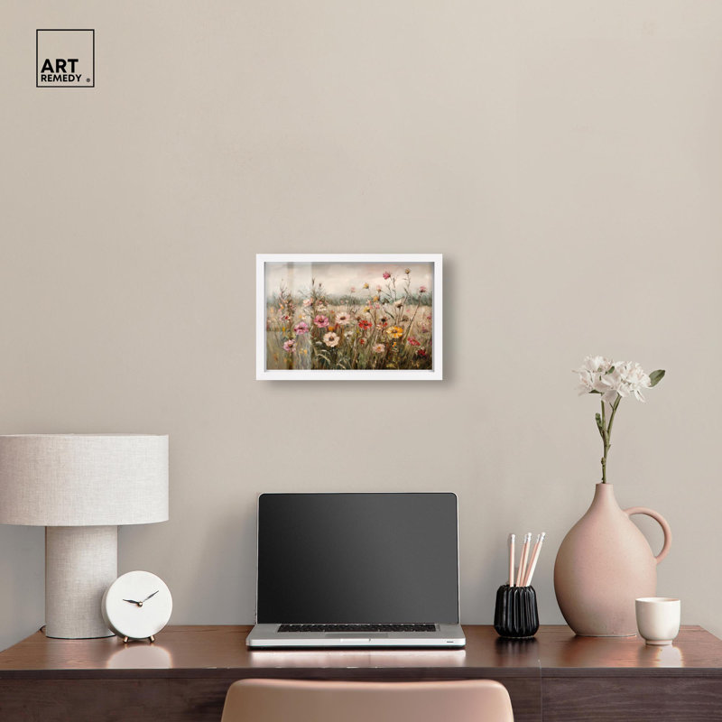 Art mural rétro «Blooms I Shadowbox» par Art Remedy, H 11 po x l 16 po, Blanc