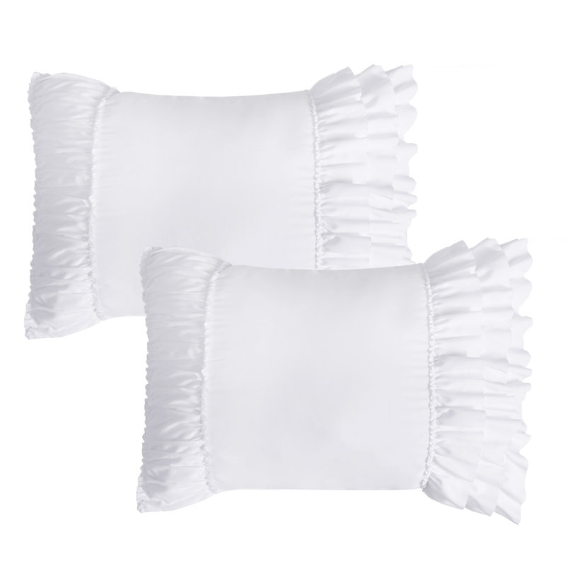 Set Of 2  Ruffle Pillow Shams, Handcrafted Ruffle Farmhourse Pillowcases,  Wrinkle And Shrinkage Resistant Boho Pillow Covers For Bedroom