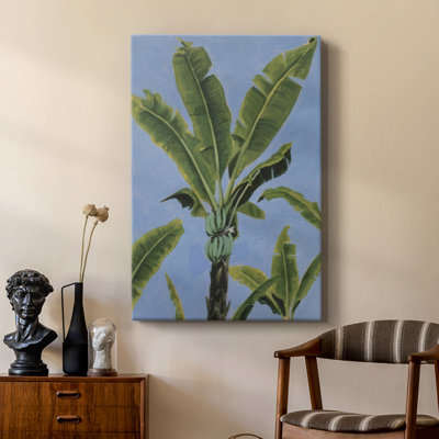 Banana Leaves on Blue I - galerie personnalisée enveloppée Cavas