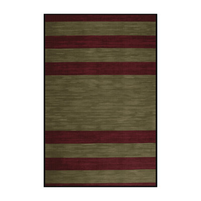 Machine Washable Horizontal Stripes Brown Area Rug