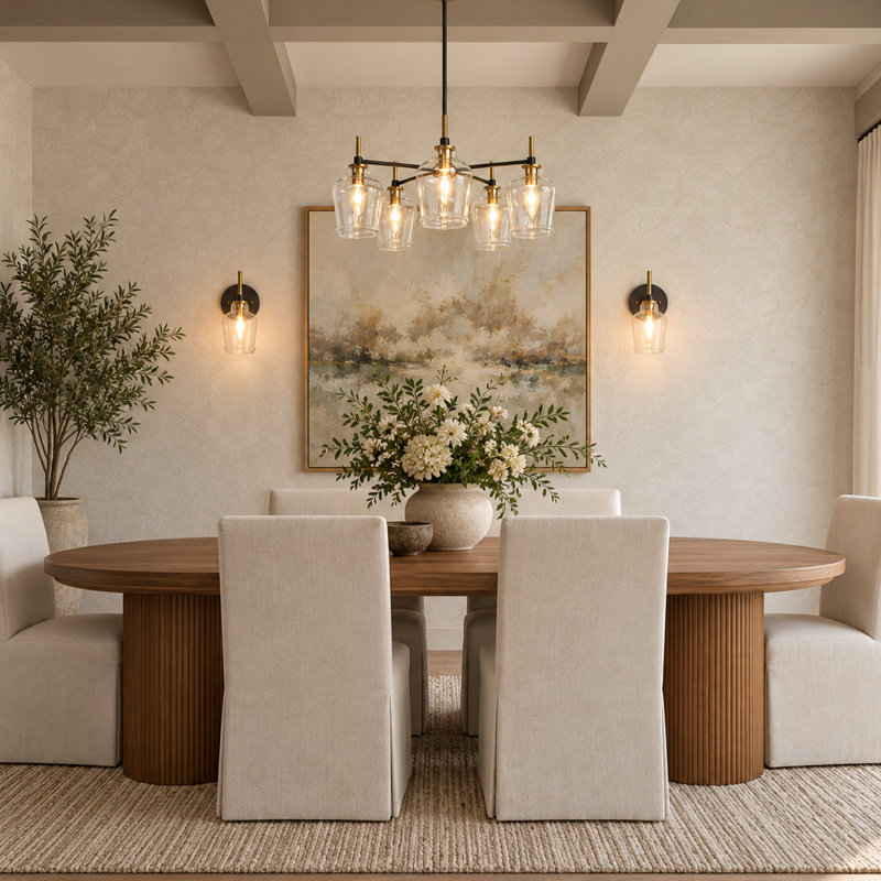5-Light Wagon Wheel Shaded Chandelier, 5