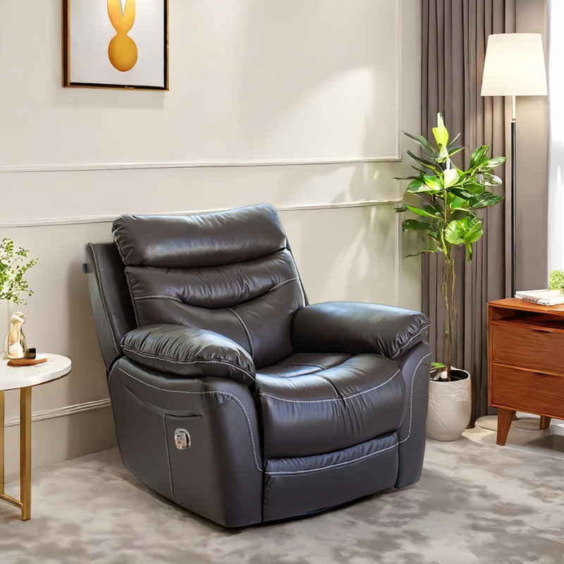 Quality fashion sofa swivel lazy home recliner, Dark Brown Leather Match
