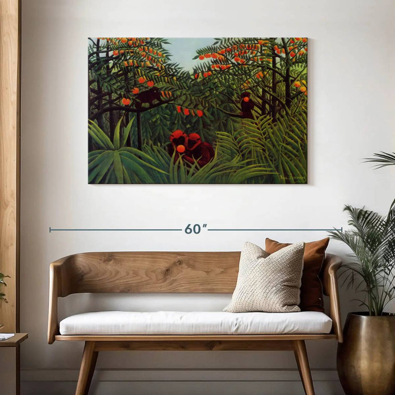 Singes dans la forêt, H 30 po x l 45 po