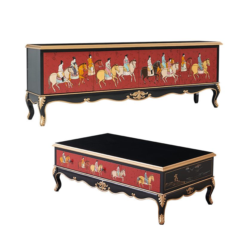 Table basse de style chinois jumelée à un meuble télé