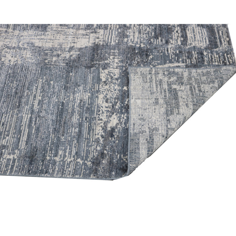 Tapis bleu et argent noué à la main de haute qualité, Rectangle de 10 pi x 14 pi