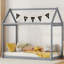 Lit simple en bois, gris, lit