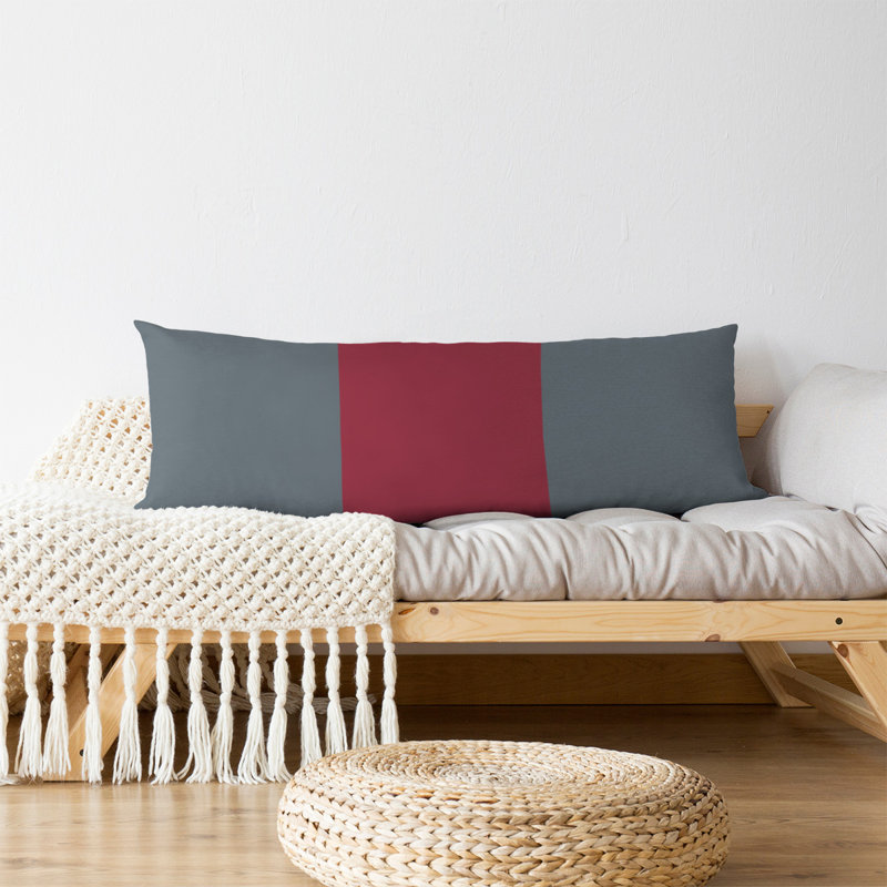 Polyester Medium Pillow, Grey/Red/Grey, Aaru 