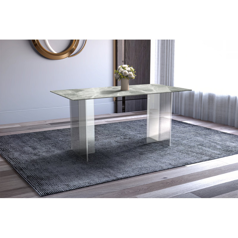 Deveau Dining Table, 29.1" H x 31.5" W x 62" L, Light Gray