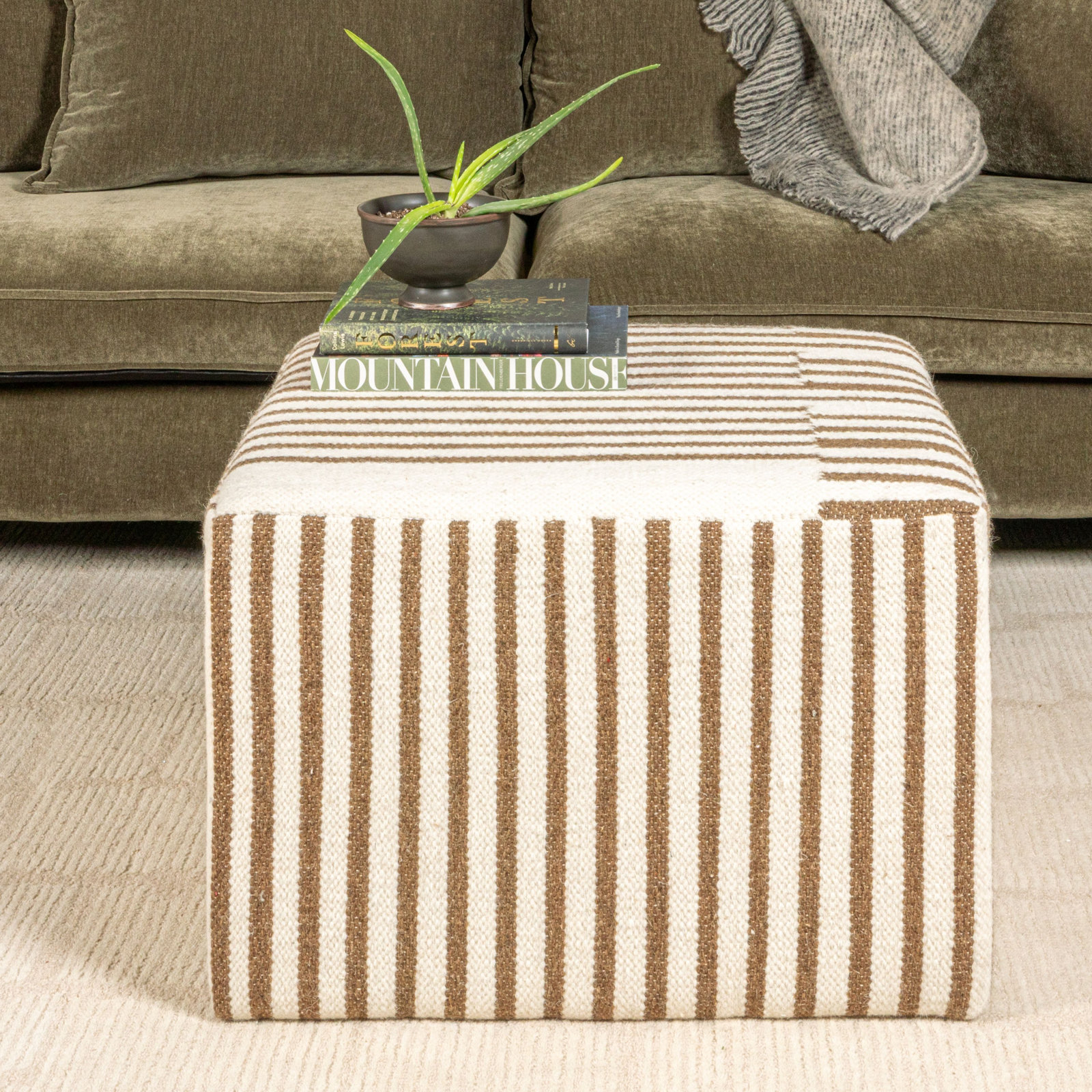 Breck Cotton Ottoman, 16" H x 24" L x 24" W