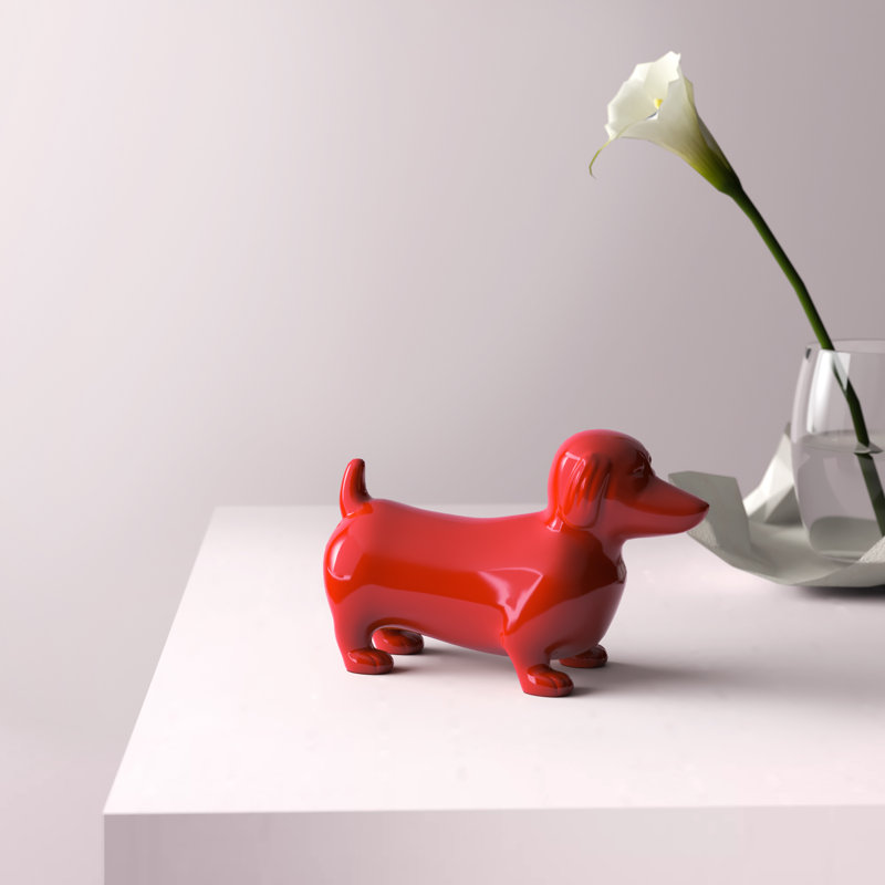 Figurine de chien teckel Arrihanna, Rouge