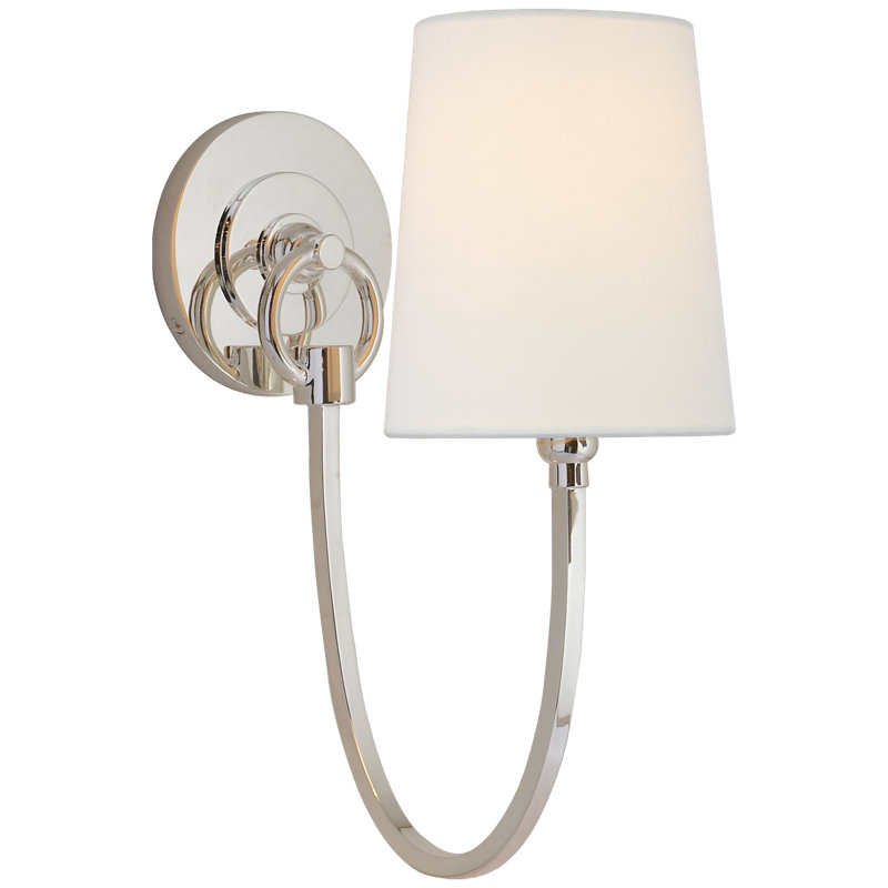 Thomas O'Brien Reed Single Sconce, Polished Nickel, Fabric