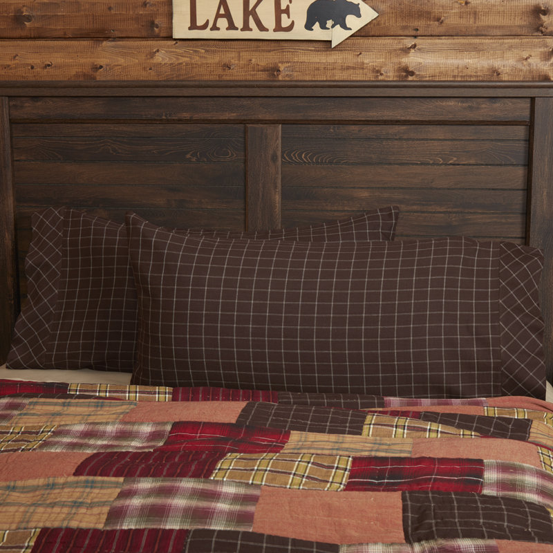 Wyatt King Espresso Brown and White Cotton Pillowcase Set