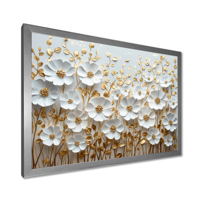 «Moneak Widlflowers Golden Creamy Blossoms In The Spring VII - Wildflowers», art mural sur toile