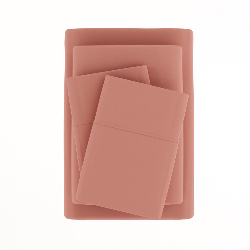Ensemble de draps en microfibre doublement brossée 4 pièces Becky Cameron 1800 Series, Argile