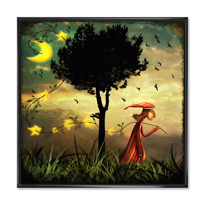 «The Boy Collectioning Stars», impression sur toile, H 36 po x l 36 po, Cadre flottant noir