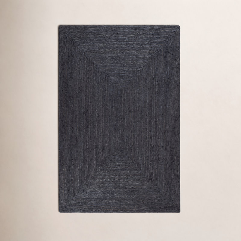 Tapis gris anthracite en jute / sisal tressé à la main Gage, Rectangle 8 pi x 10 pi
