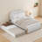 Bedroom Sleeping Accommodation Upholstered Platform Bed Clean White Full Size With Pull-Out Twin Trundle