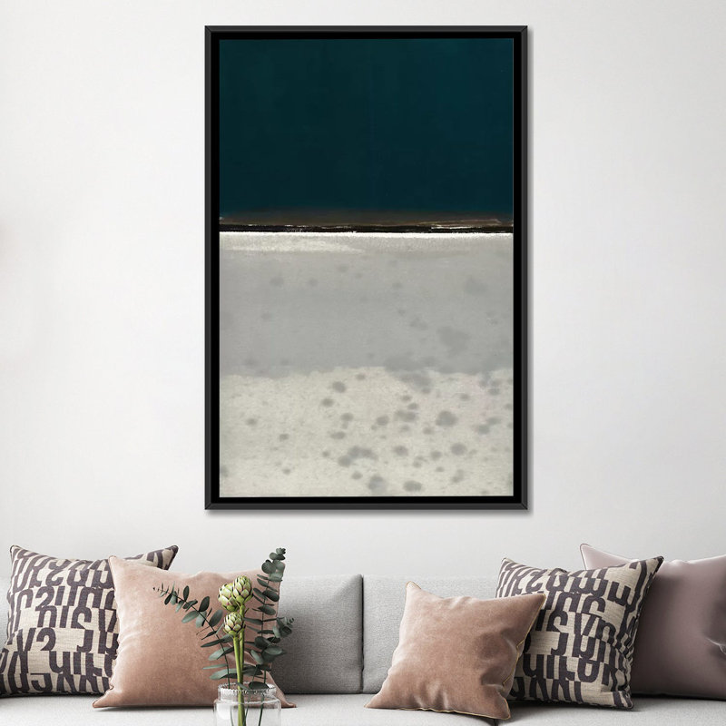 " Horizon Indigo " by Rob Delamater, 26" H x 18" W x 1.5" D, Black Framed Canvas