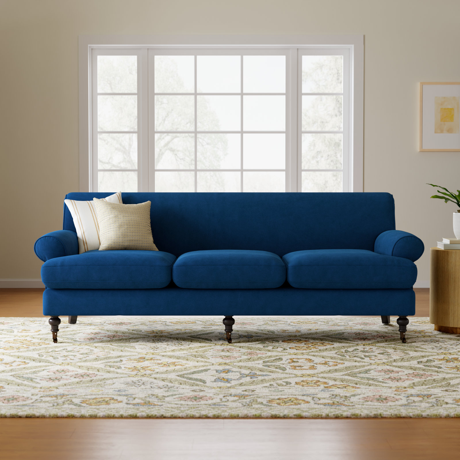 Harbor 88'' Upholstered Sofa, Navy Blue Velvet