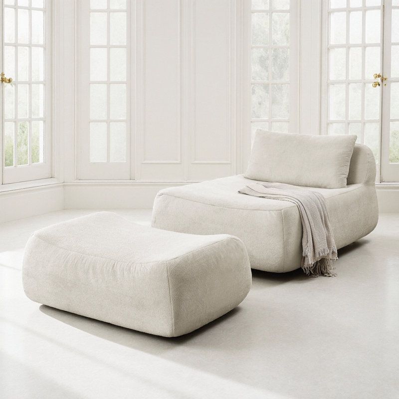 Fauteuil à billes avec canapé et fauteuil, Chenille beige