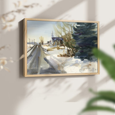 Congregational Church in Winter - Reproduction encadrée - Restickable