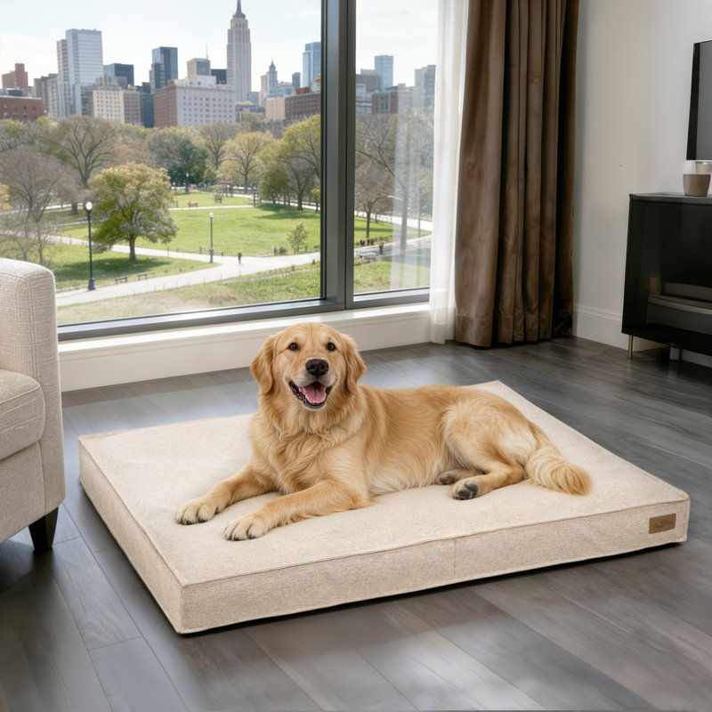 Pet Bed Firm Support Crate Mattress, Beige, Extra Large (12cm H x 118cm W x 89cm D)