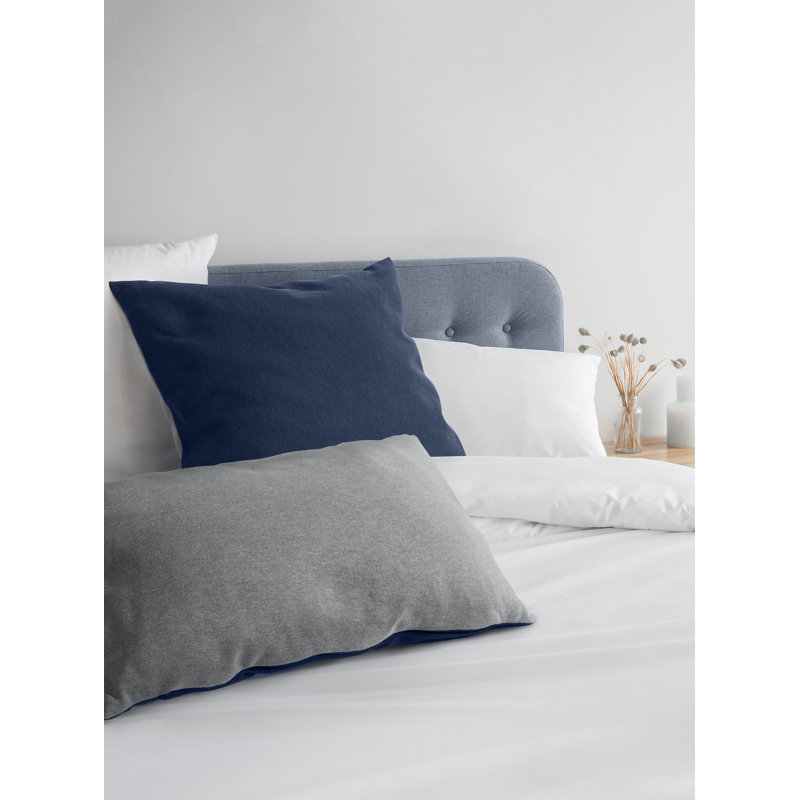 Cotton Blend Reversible Throw Pillow, Gray
