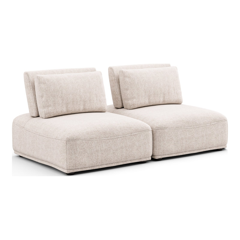 Canapé modulaire 2 pièces Aukeem, Polyester crème