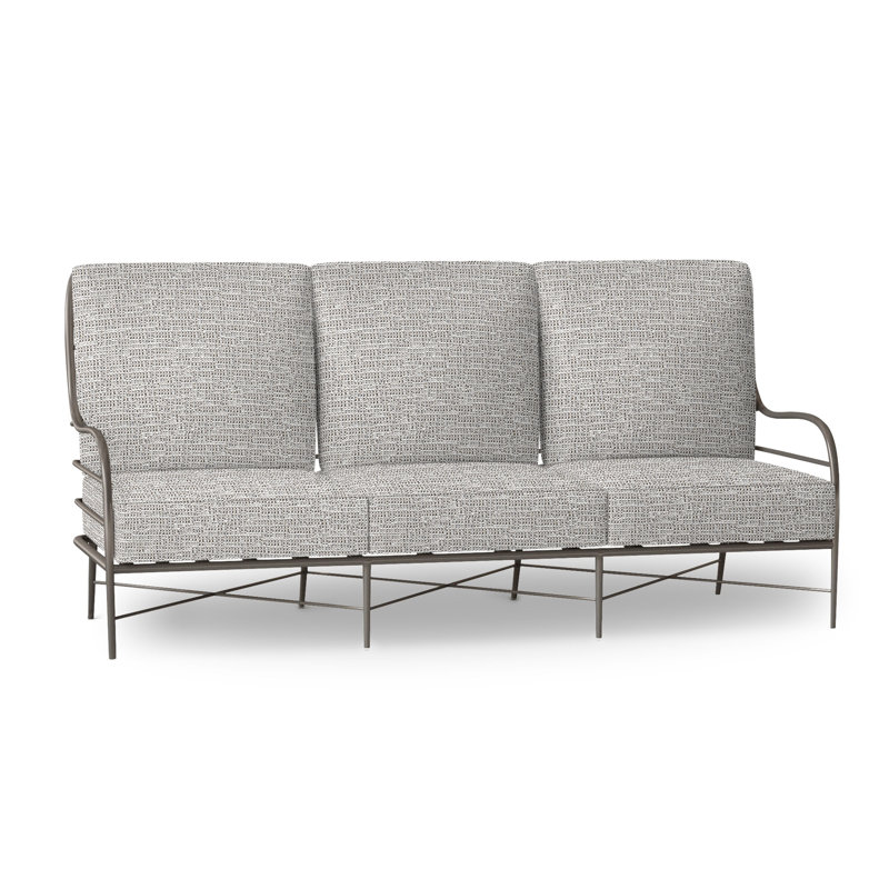 Carmel Aluminum Sofa - Slate Gray, No Welt, Tweed Toffee
