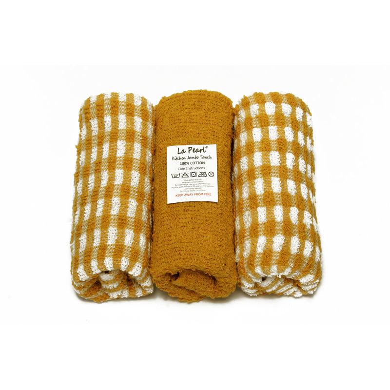 Cotton Jacquard Tea Towel Kitchen Towel, Mustard